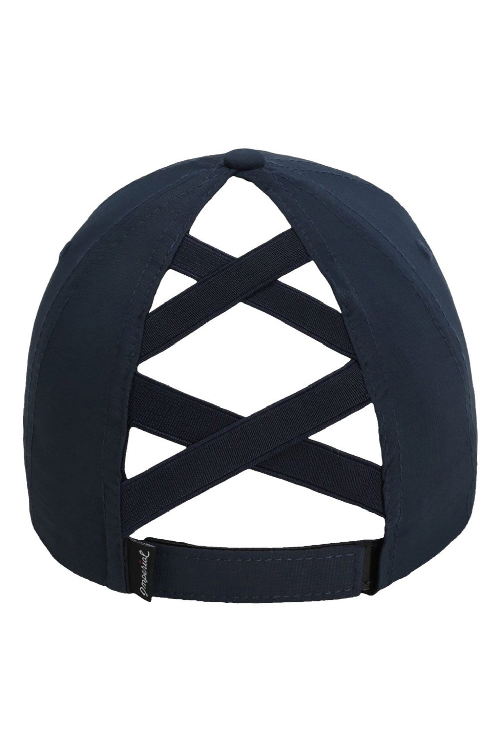 Imperial Hats L338 Mens The Hinsen Ponytail Performance Moisture Wicking Adjustable Hat True Navy Blue Flat Back