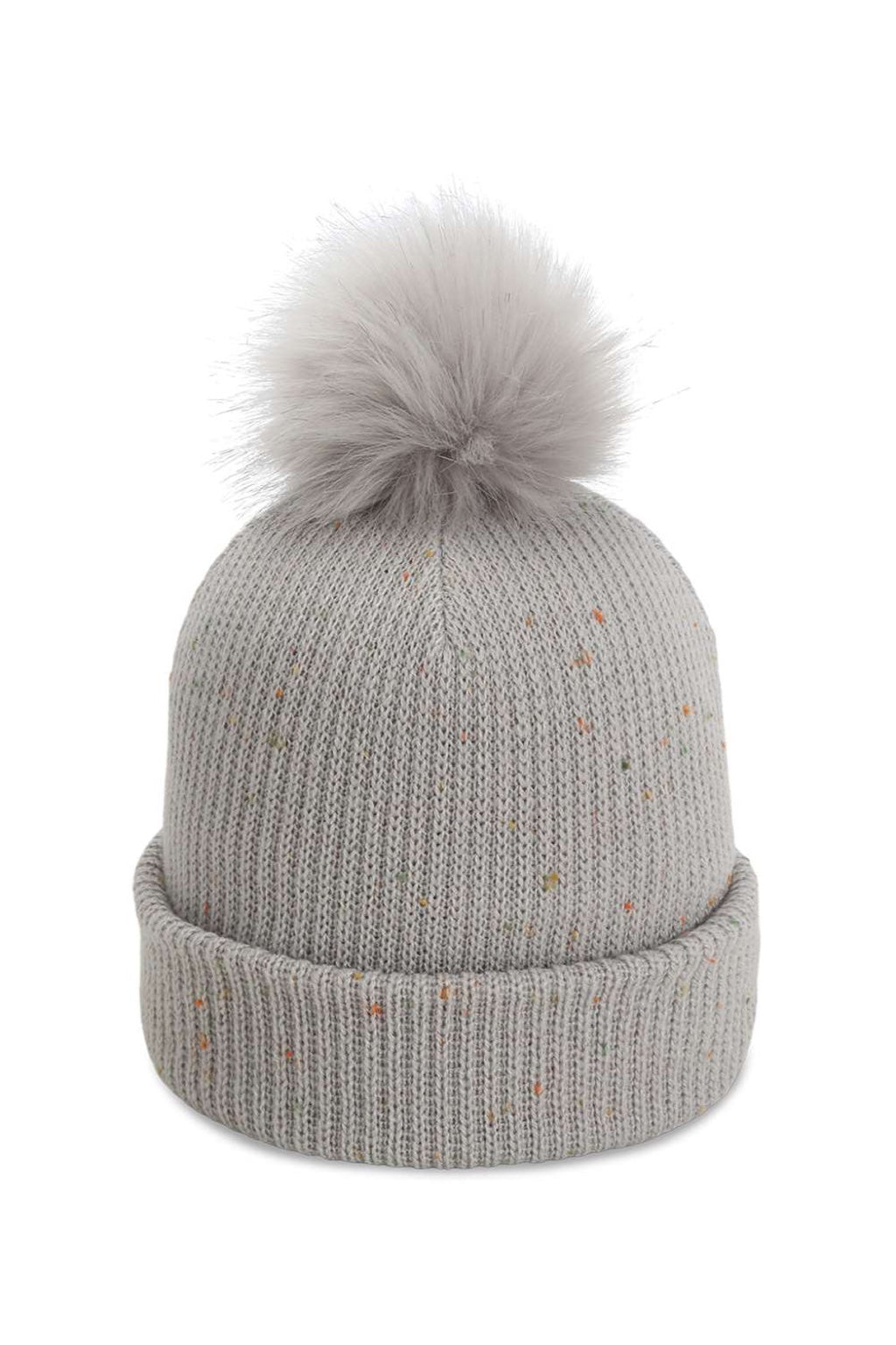 Imperial Hats 6014 Unisex The Montage Pom Cuffed Beanie Light Grey Flat Front