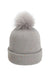 Imperial Hats 6014 Unisex The Montage Pom Cuffed Beanie Light Grey Flat Front