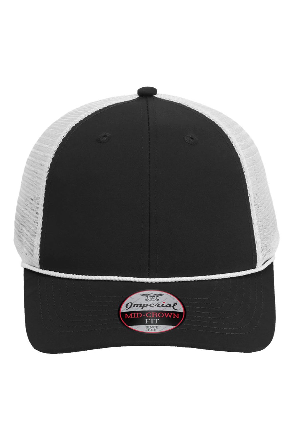 Imperial Hats 7055 Mens The Night Owl Performance Moisture Wicking Snapback Hat Black/White Flat Front
