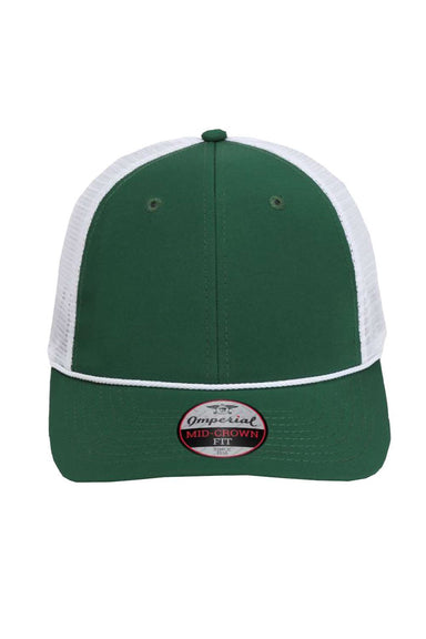 Imperial Hats 7055 Mens The Night Owl Performance Moisture Wicking Snapback Hat Forest Green/White Flat Front