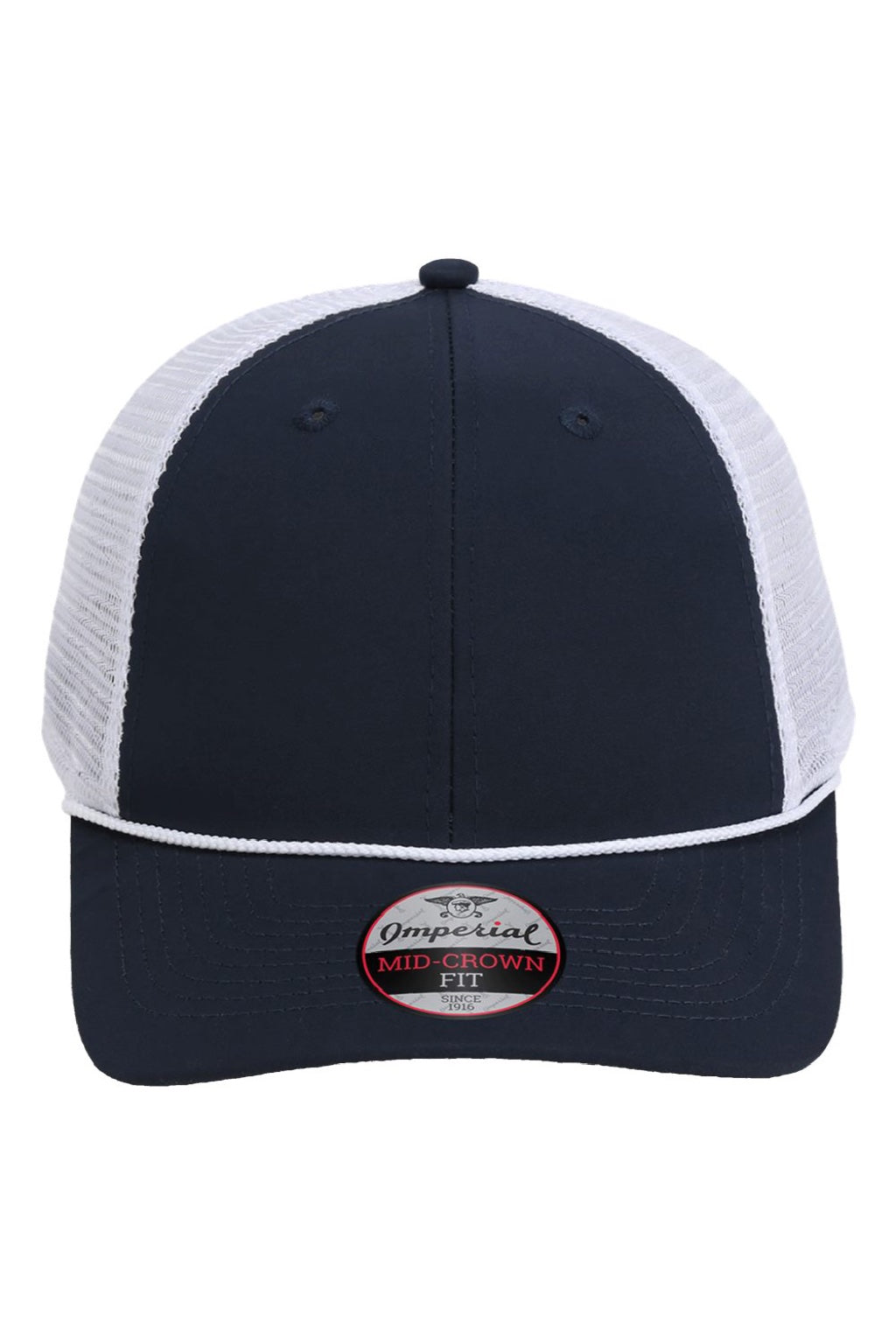 Imperial Hats 7055 Mens The Night Owl Performance Moisture Wicking Snapback Hat Navy Blue/White Flat Front