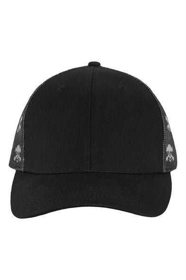 Kati Hats S700M Mens Printed Mesh Snapback Trucker Hat Black/Black/Skull Flat Front