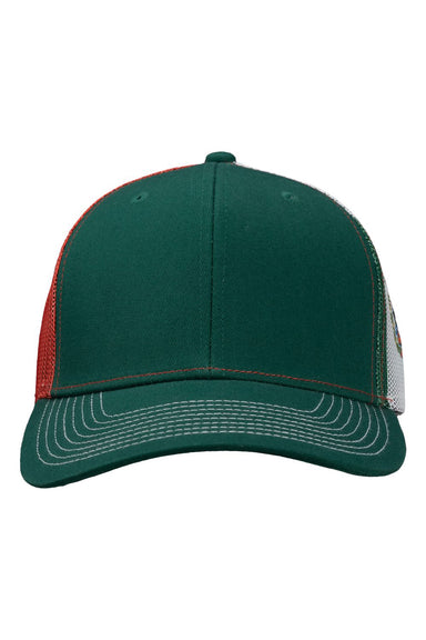 Kati S700M Mens Printed Mesh Trucker Hat Dark Green/Red/Mexico Flag Flat Front