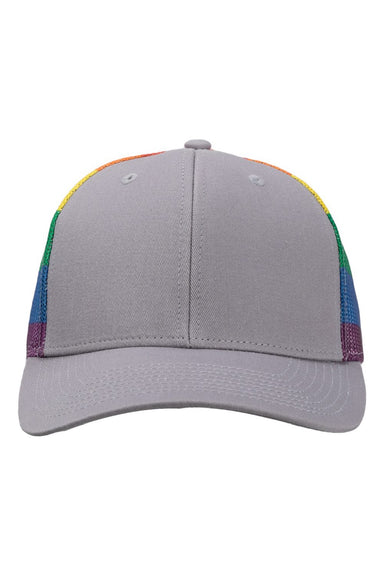 Kati Hats S700M Mens Printed Mesh Snapback Trucker Hat Grey/Rainbow Flat Front