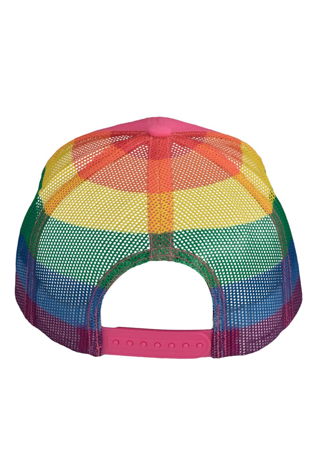 Kati Hats S700M Mens Printed Mesh Snapback Trucker Hat Hot Pink/Rainbow Flat Back