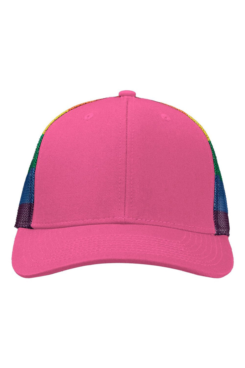 Kati Hats S700M Mens Printed Mesh Snapback Trucker Hat Hot Pink/Rainbow Flat Front