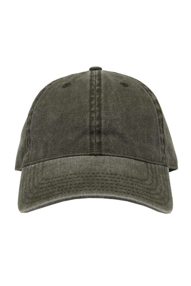The Game GB465 Mens Pigment Dyed Hat Army Green Flat Front