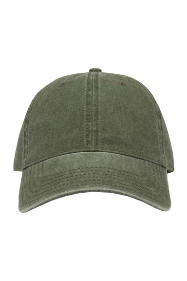 The Game GB465 Mens Pigment Dyed Hat Light Olive Green Flat Front