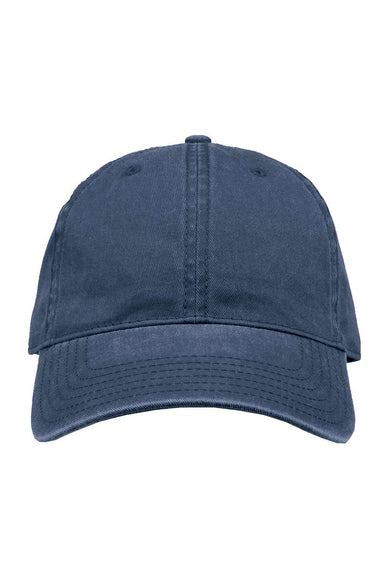 The Game GB465 Mens Pigment Dyed Hat Navy Blue Flat Front