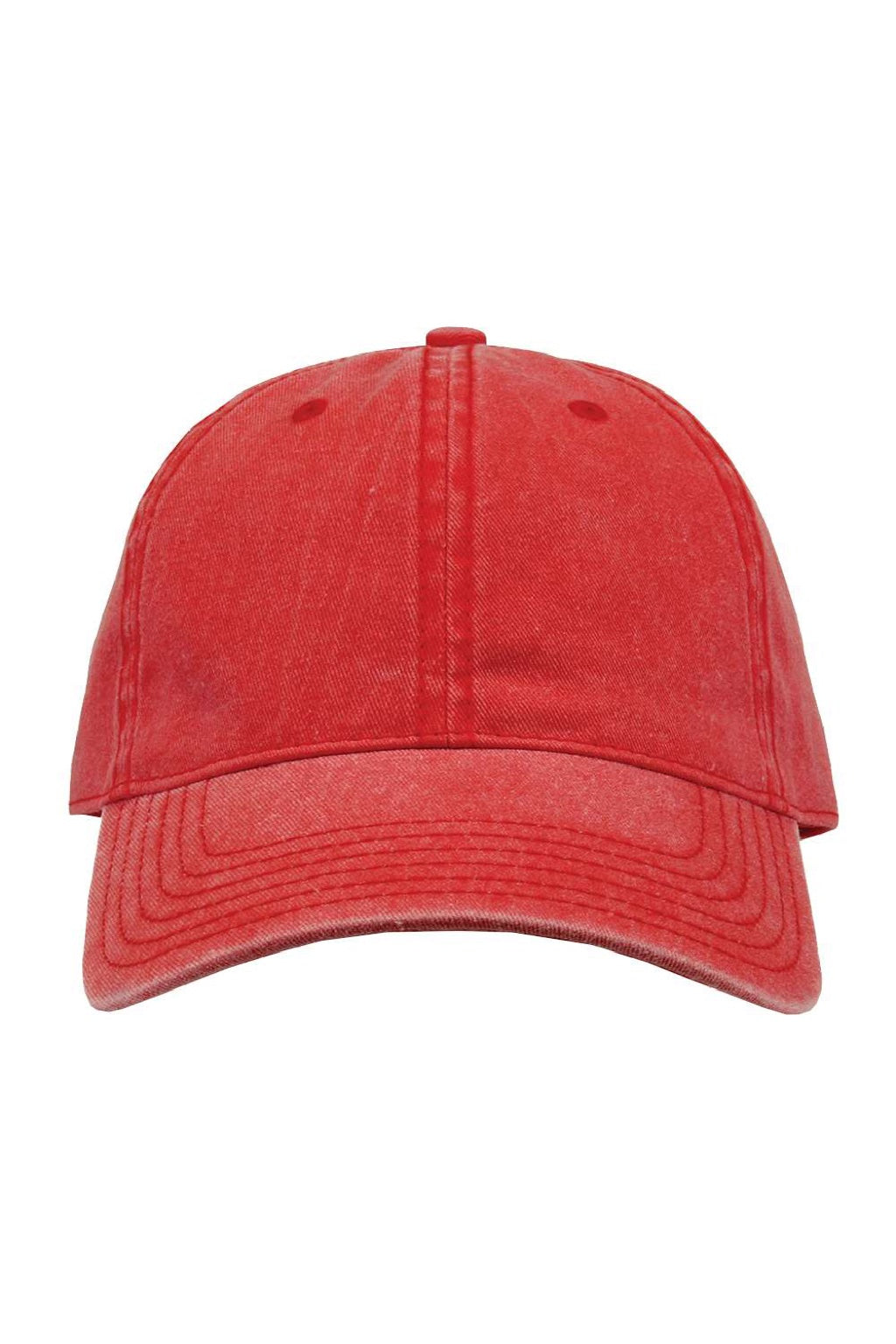 The Game Hats GB465 Mens Pigment Dyed Adjustable Hat Red Flat Front