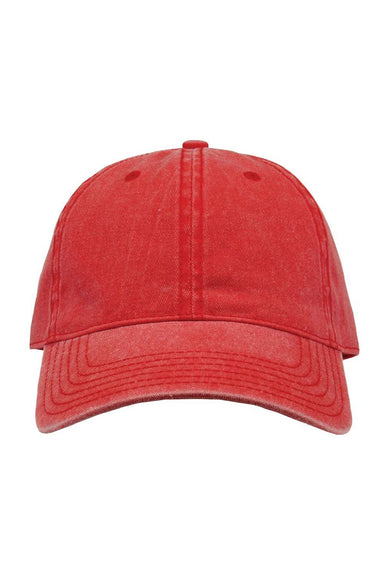 The Game Hats GB465 Mens Pigment Dyed Adjustable Hat Red Flat Front