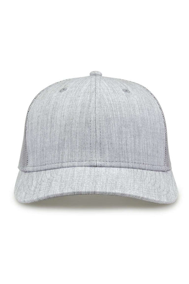 The Game GB452E Mens Everyday Trucker Hat Heather Light Grey Flat Front