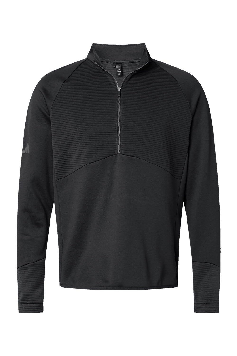 Adidas A587 Mens 1/4 Zip Sweatshirt Black Flat Front