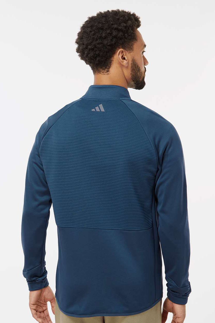 Adidas A587 Mens 1/4 Zip Sweatshirt Crew Navy Blue Model Back