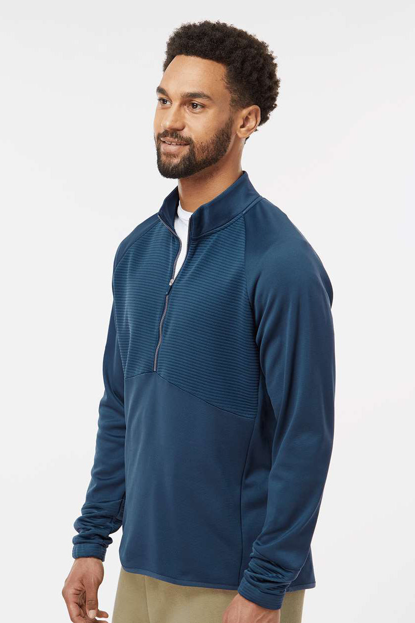 Adidas A587 Mens 1/4 Zip Sweatshirt Crew Navy Blue Model Side