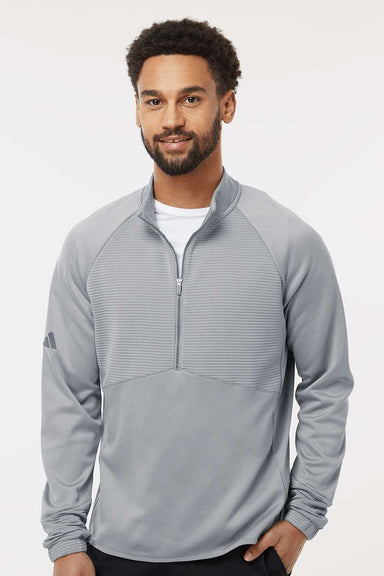 Adidas A587 Mens 1/4 Zip Sweatshirt Grey Model Front