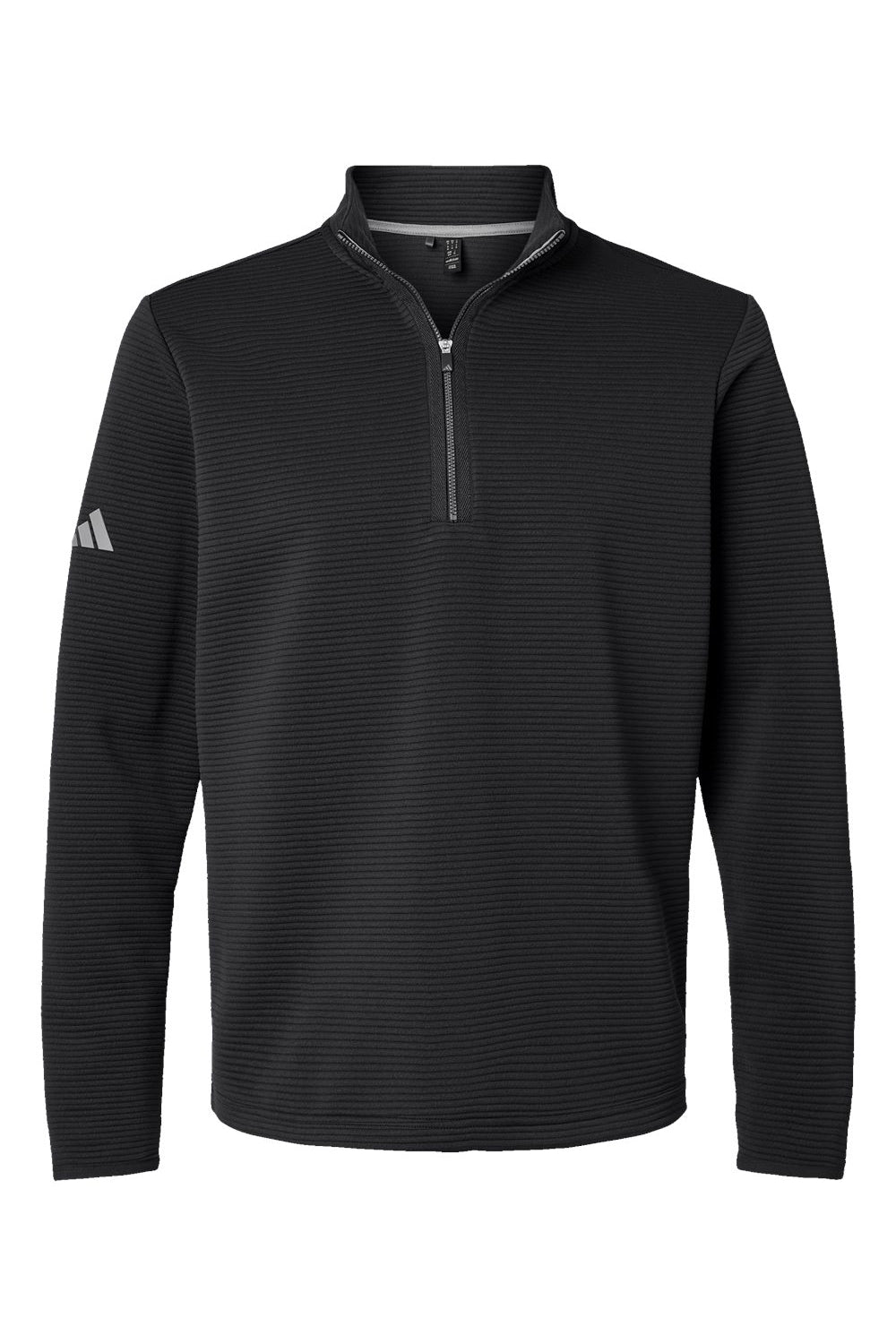 Adidas A588 Mens Spacer 1/4 Zip Pullover Black Flat Front