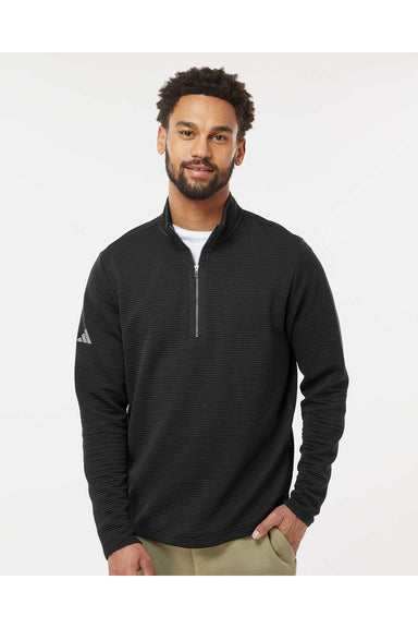 Adidas A588 Mens Spacer 1/4 Zip Pullover Black Model Front