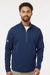 Adidas A588 Mens Spacer 1/4 Zip Sweatshirt Collegiate Navy Blue Model Front
