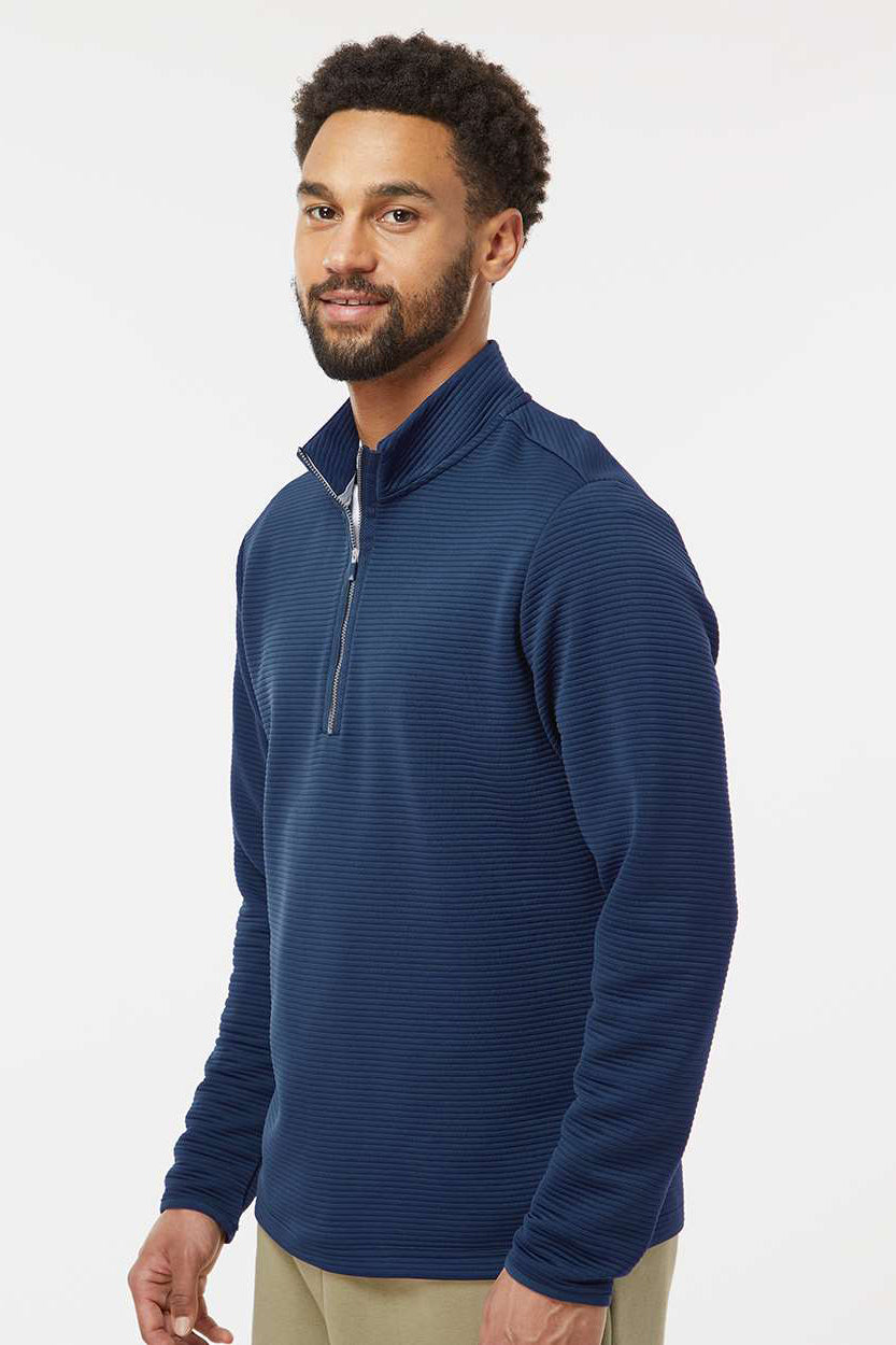 Adidas A588 Mens Spacer 1/4 Zip Pullover Collegiate Navy Blue Model Side