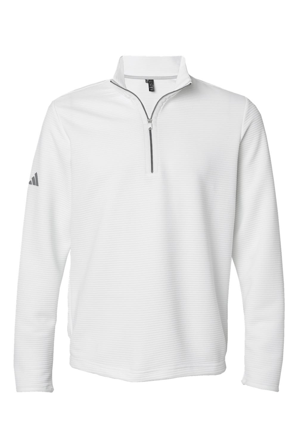 Adidas A588 Mens Spacer 1/4 Zip Pullover Core White Flat Front