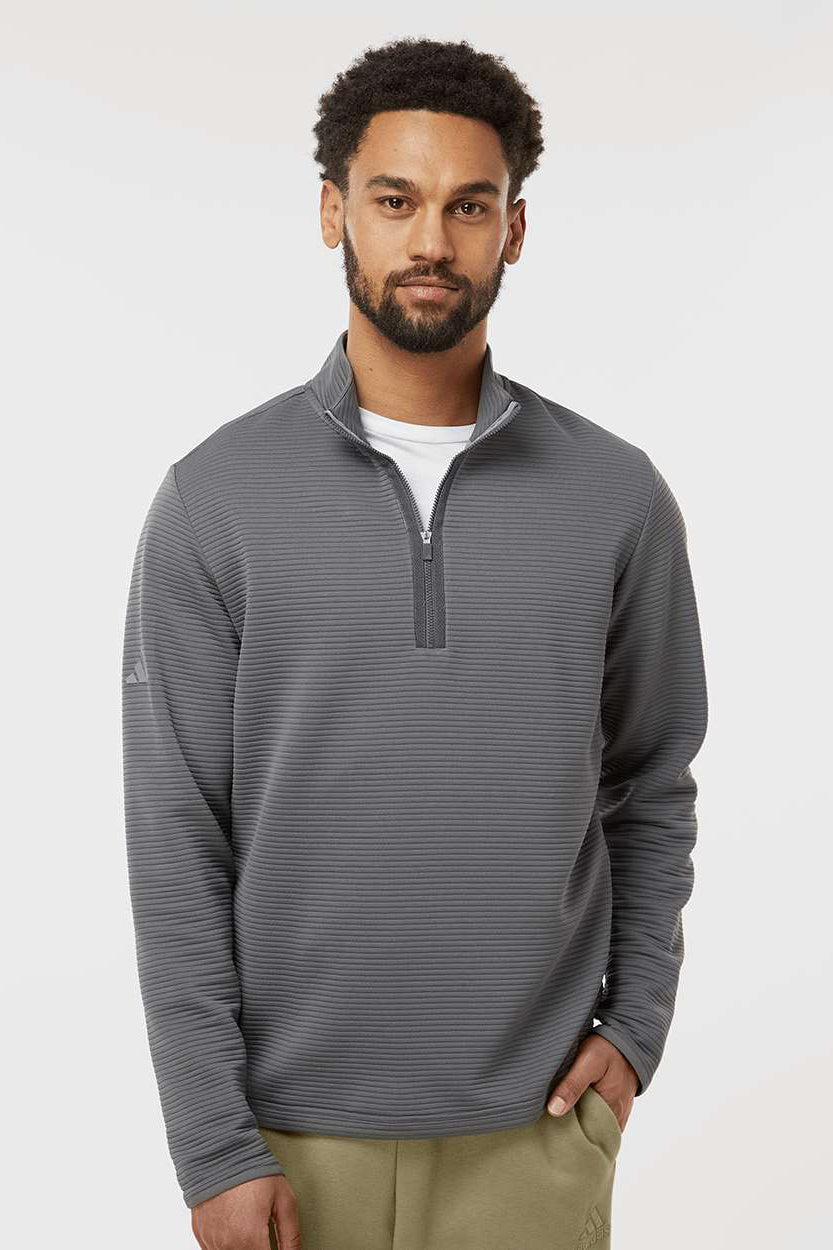 Adidas A588 Mens Spacer 1/4 Zip Sweatshirt Grey Model Front