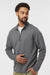 Adidas A588 Mens Spacer 1/4 Zip Sweatshirt Grey Model Side