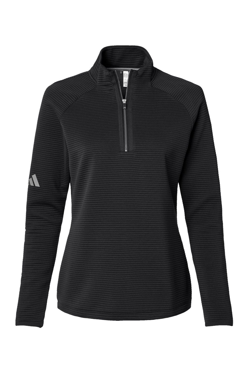 Adidas A589 Womens Spacer 1/4 Zip Sweatshirt Black Flat Front