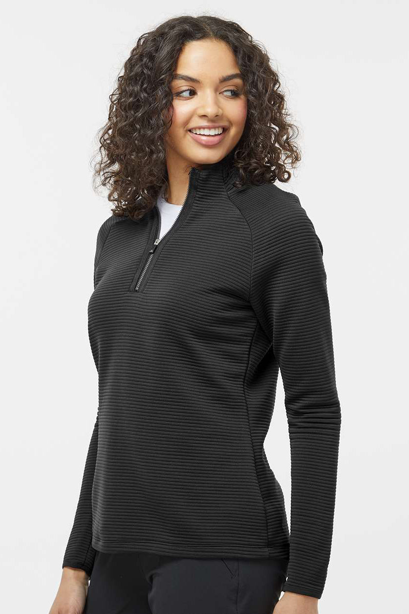 Adidas A589 Womens Spacer 1/4 Zip Pullover Black Model Side