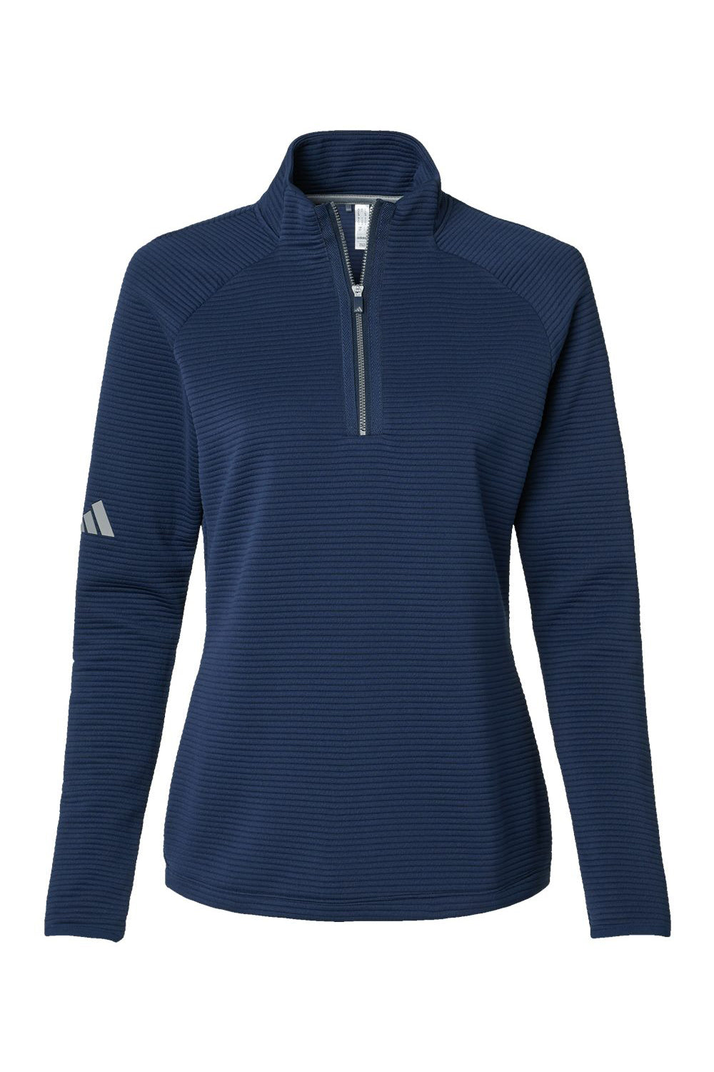 Adidas A589 Womens Spacer 1/4 Zip Pullover Collegiate Navy Blue Flat Front
