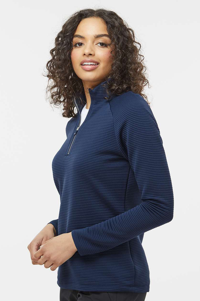 Adidas A589 Womens Spacer 1/4 Zip Pullover Collegiate Navy Blue Model Side
