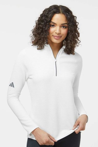 Adidas A589 Womens Spacer 1/4 Zip Sweatshirt Core White Model Front
