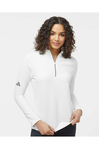 Adidas A589 Womens Spacer 1/4 Zip Pullover Core White Model Front