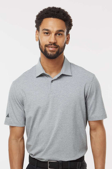 Adidas A590 Mens Short Sleeve Polo Shirt Grey Melange Model Front