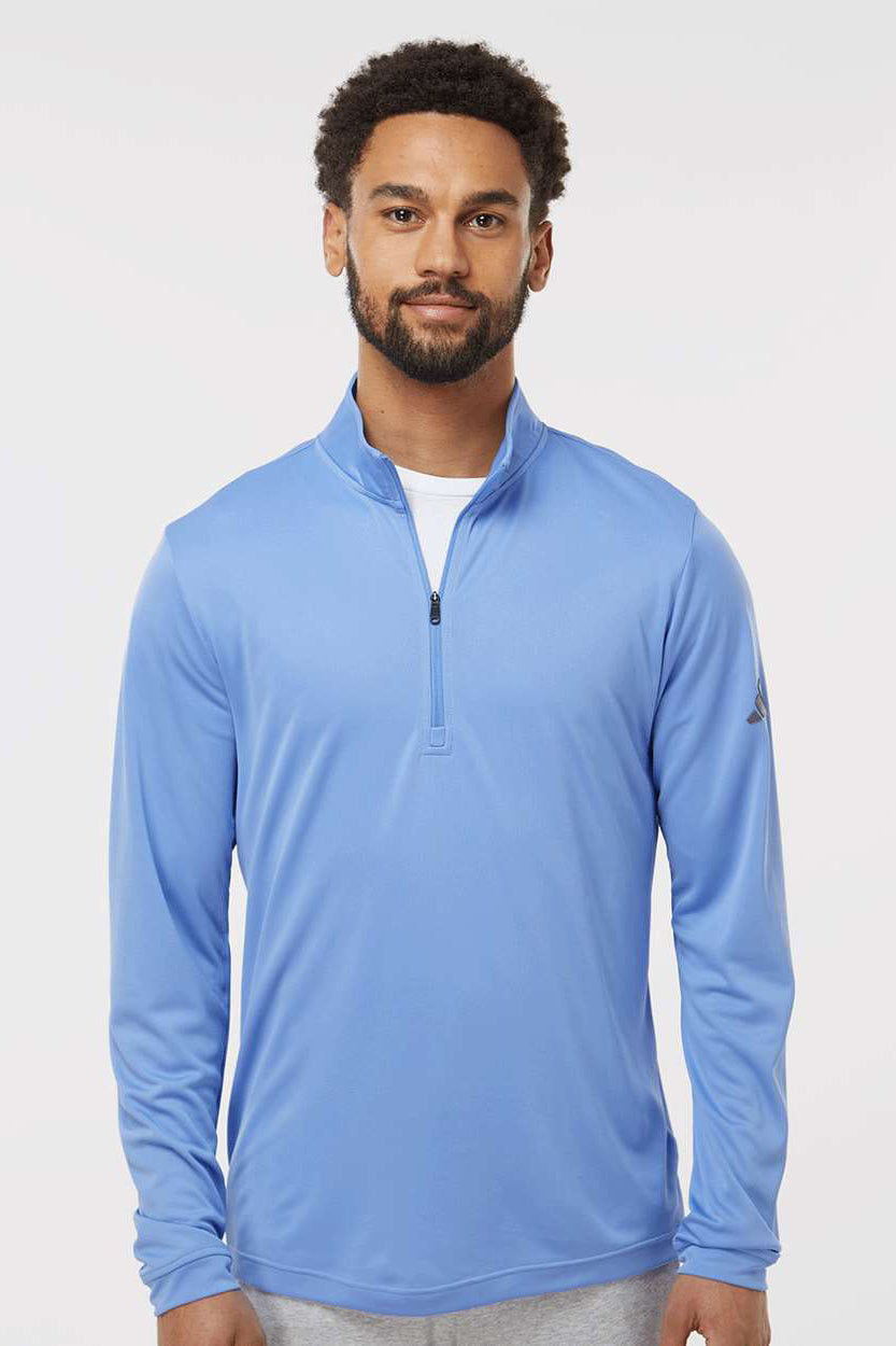 Adidas A401 Mens 1/4 Zip Pullover Blue Fusion Model Front