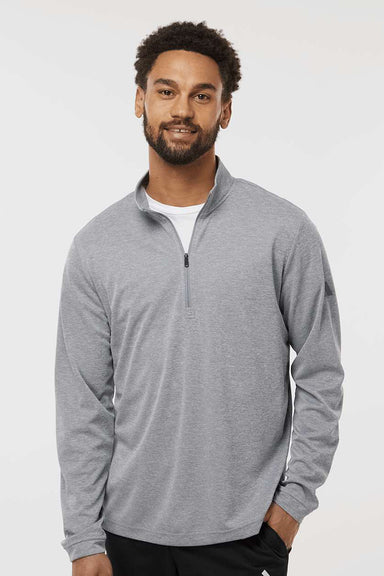 Adidas A401 Mens UPF 50+ 1/4 Zip Sweatshirt Grey Melange Model Front