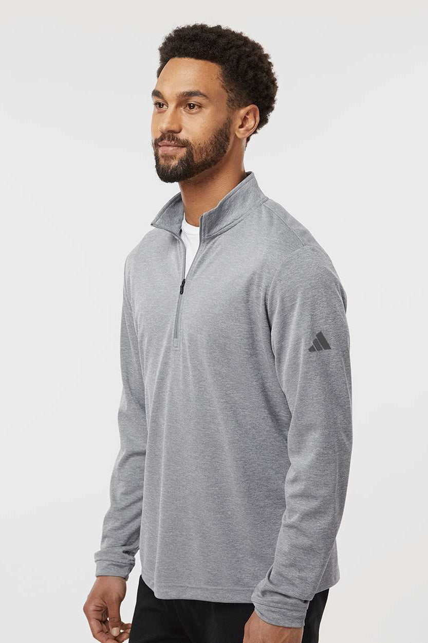 Adidas A401 Mens 1/4 Zip Pullover Grey Melange Model Side