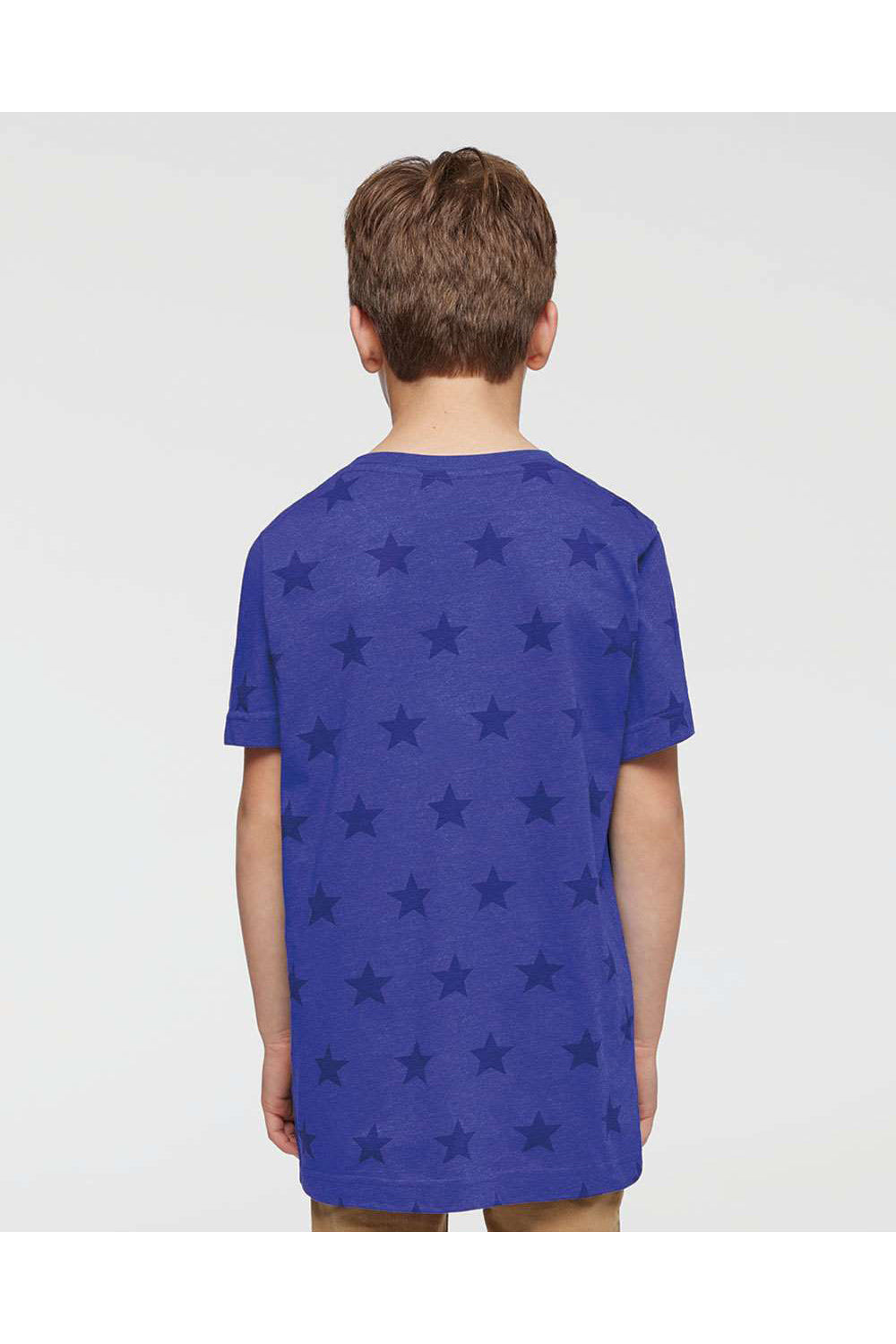 Code Five 2229 Youth Star Print Short Sleeve Crewneck T-Shirt Royal Blue Model Back