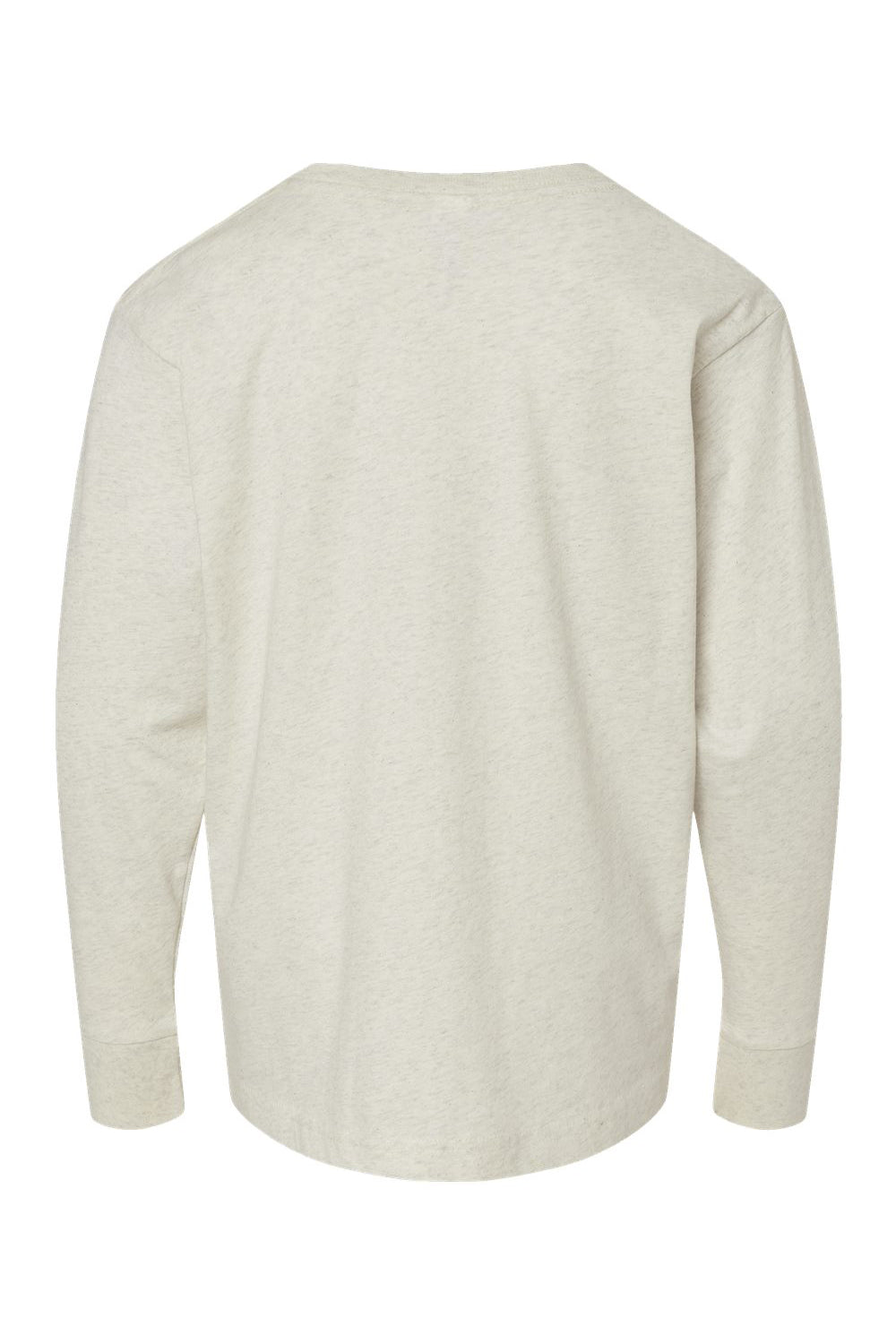 LAT 6201 Youth Fine Jersey Long Sleeve Crewneck T-Shirt Heather Natural Flat Back
