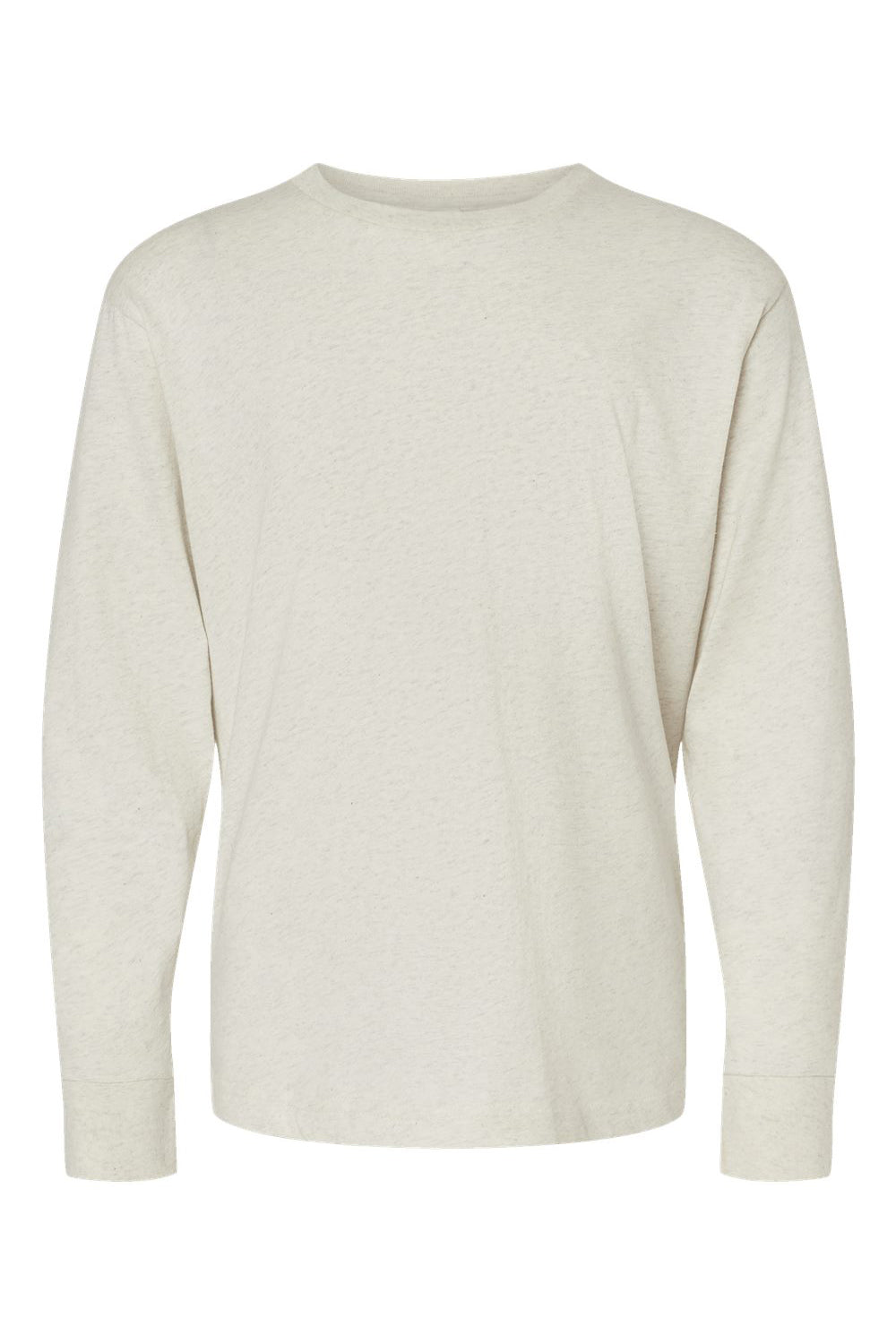 LAT 6201 Youth Fine Jersey Long Sleeve Crewneck T-Shirt Heather Natural Flat Front