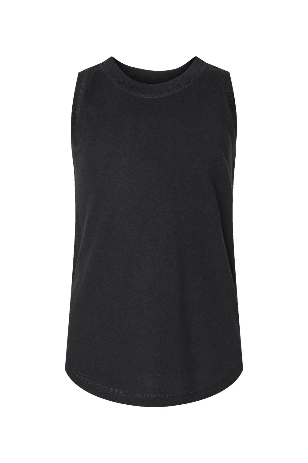 LAT 2692 Youth Girls Relaxed Fine Jersey Tank Taop Black Flat Front