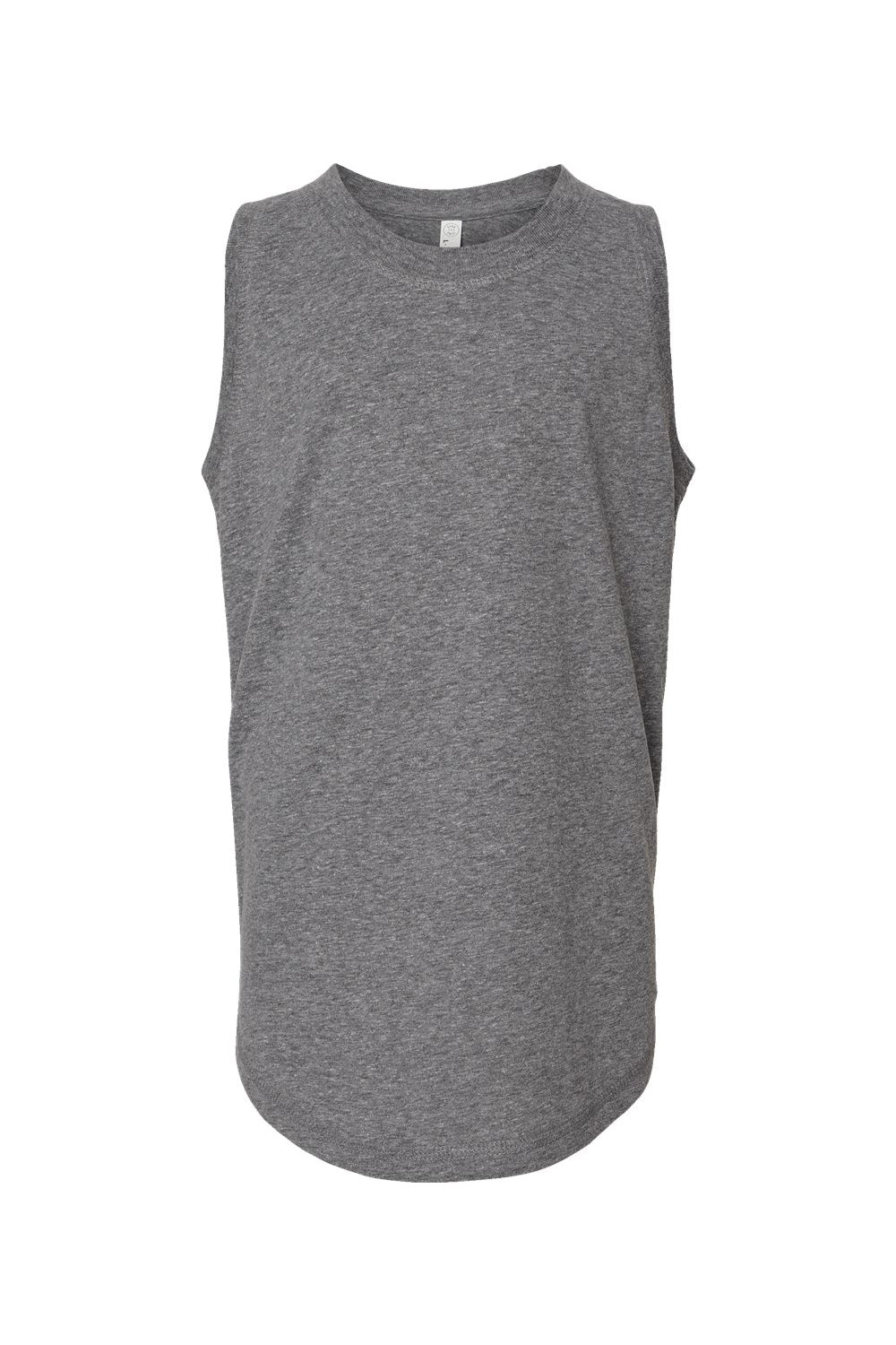 LAT 2692 Youth Girls Relaxed Fine Jersey Tank Top Heather Granite Grey Flat Front