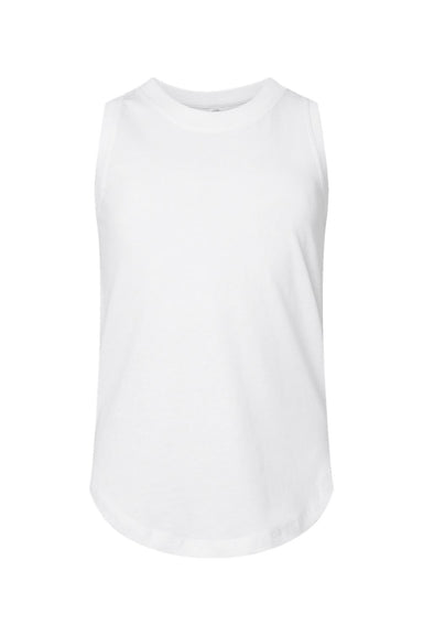 LAT 2692 Youth Girls Relaxed Fine Jersey Tank Taop White Flat Front