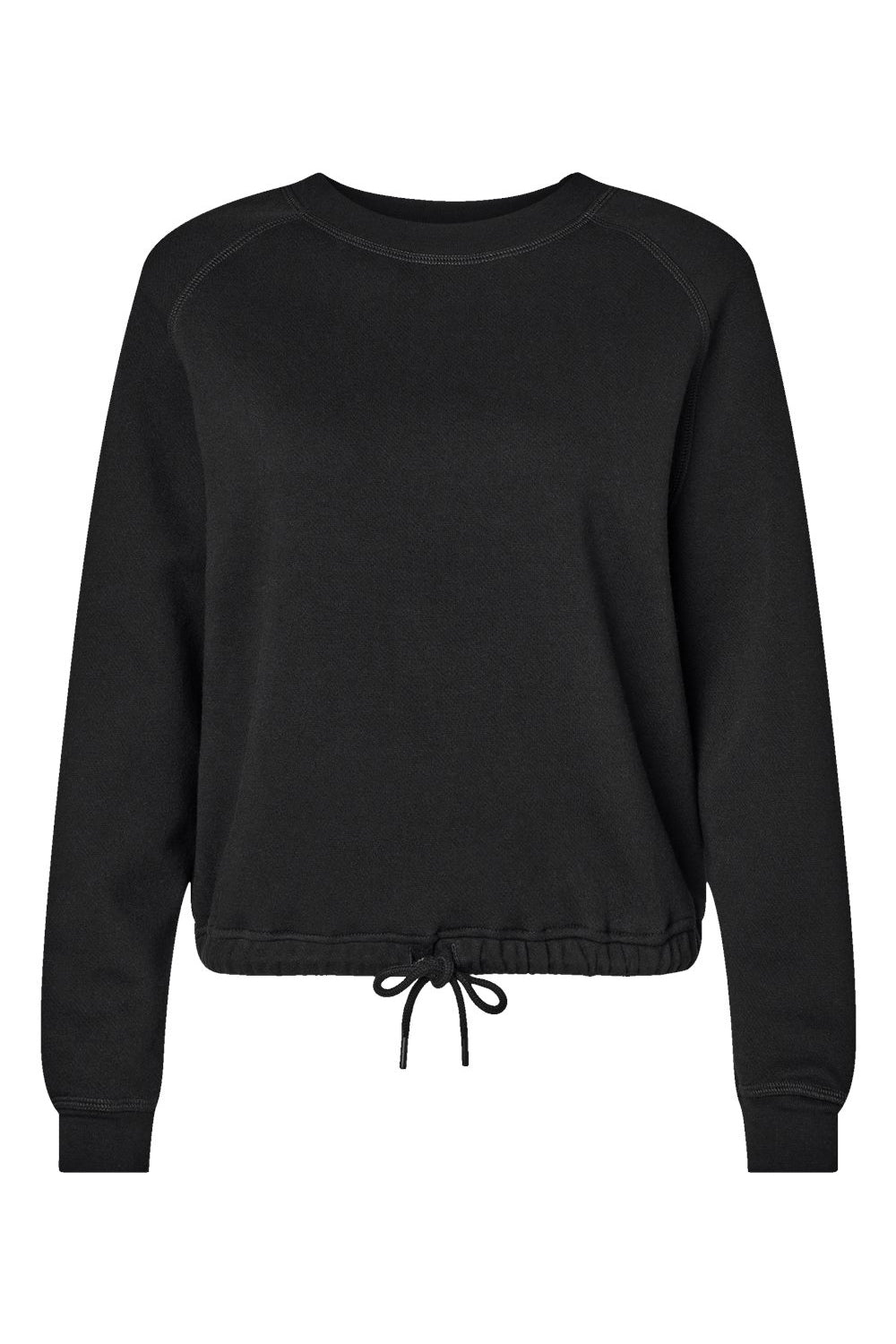 LAT 3528 Womens Relaxed Boxy Fleece Crewneck Sweatshirt Black Flat Front