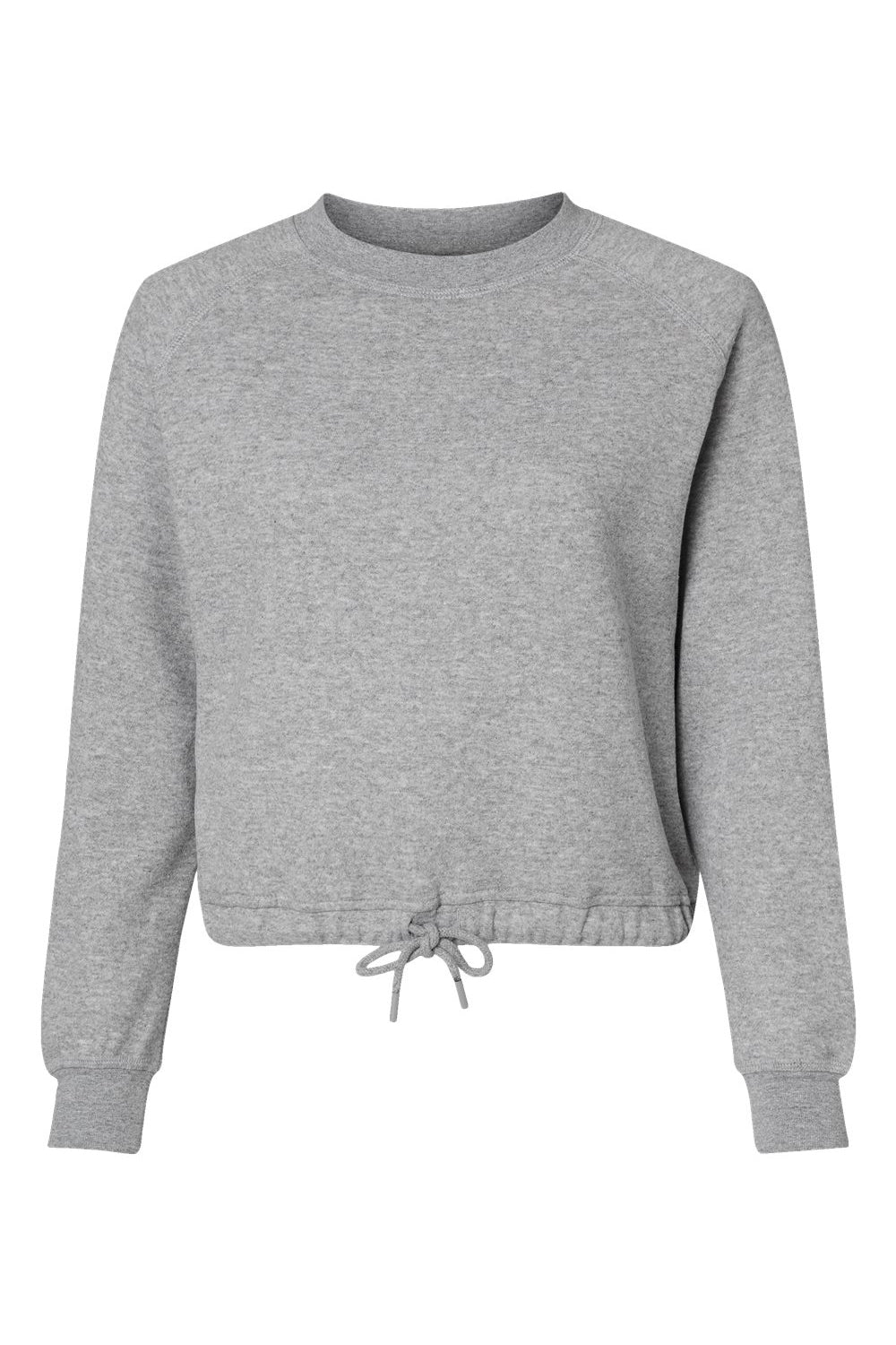 LAT 3528 Womens Relaxed Boxy Fleece Crewneck Sweatshirt Heather Grey Flat Front