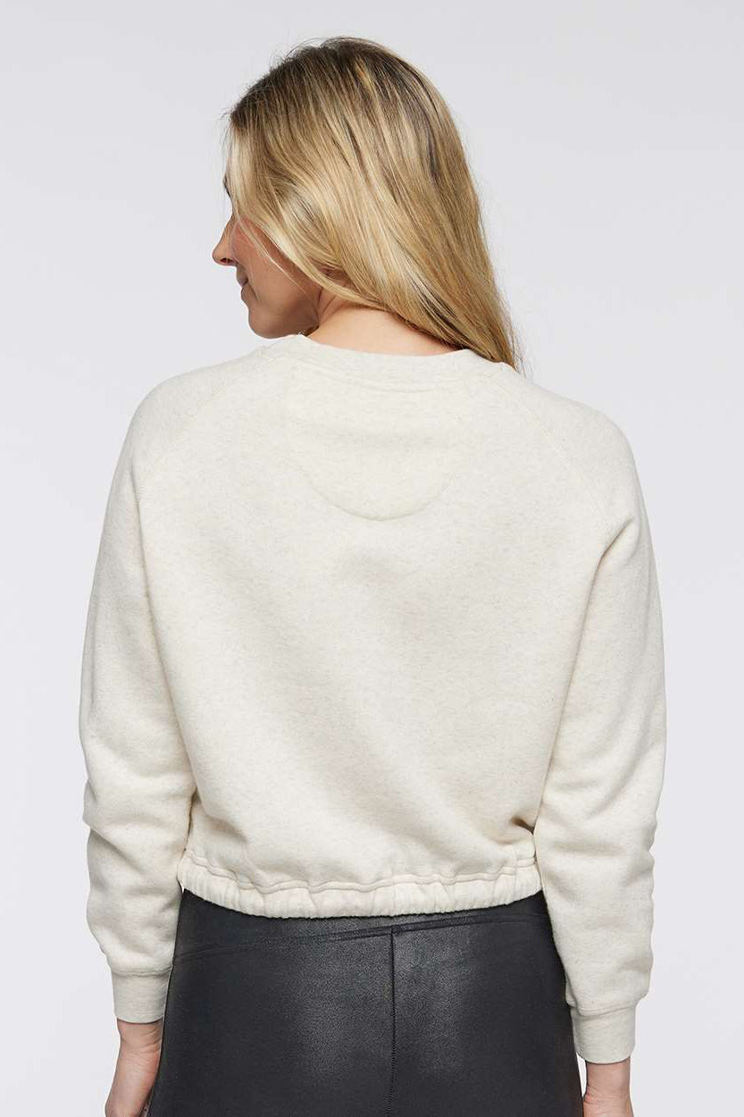 LAT 3528 Womens Relaxed Boxy Fleece Crewneck Sweatshirt Heather Natural Model Back