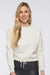 LAT 3528 Womens Relaxed Boxy Fleece Crewneck Sweatshirt Heather Natural Model Front