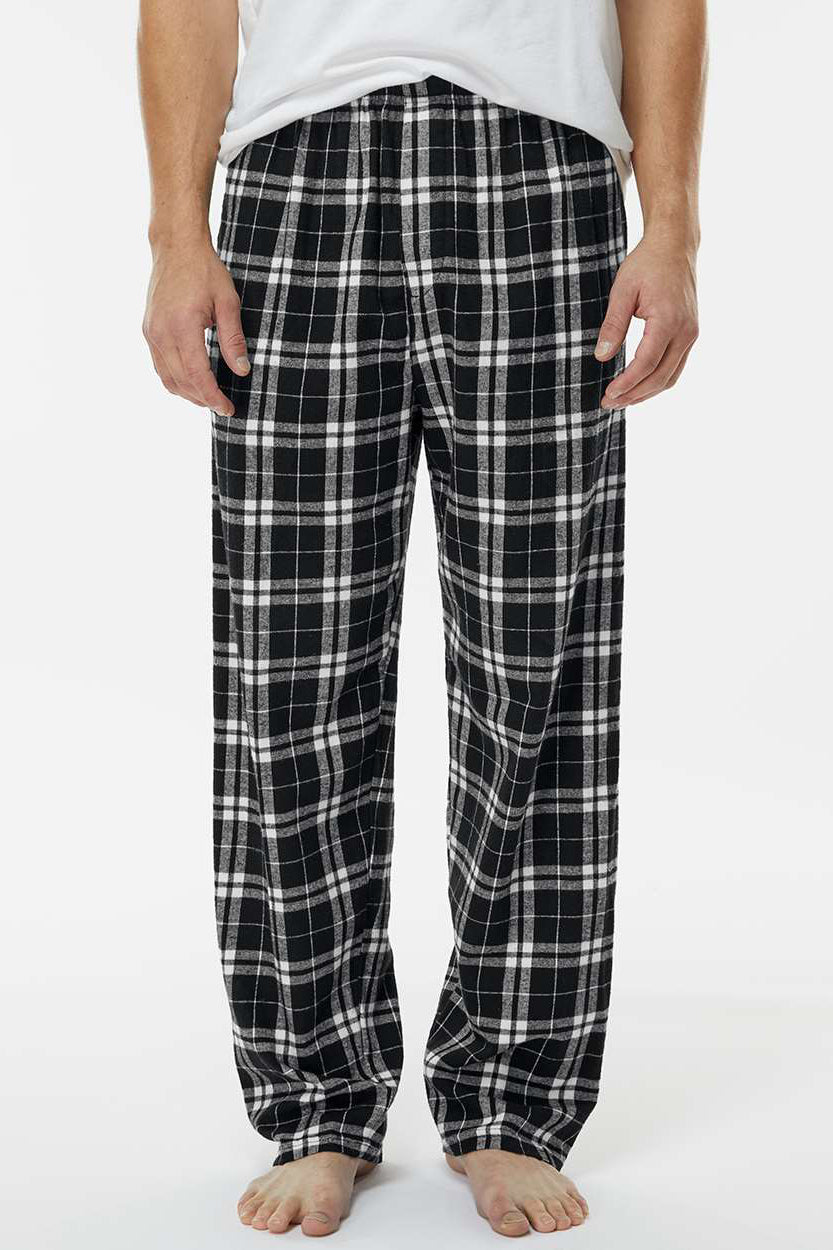 Boxercraft BM6624 Mens Harley Flannel Pants w/ Pockets Black/White Model Front