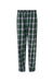 Boxercraft BM6624 Mens Harley Flannel Pants w/ Pockets Green/White Flat Front